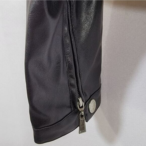 J2 Jacket Studded Collar Faux Leather Sleeved with Pockets Juniors Size Small - Picture 4 of 9